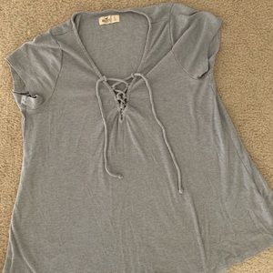 Grey lace up top